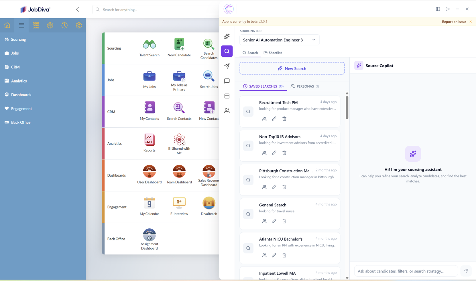 Curately AI Sourcing expanded inside JobDiva